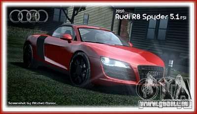 Audi R8 Spyder 2010 v 2.0 für GTA 4