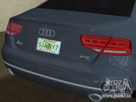 Audi A8 2010 W12 Rim3 pour GTA Vice City