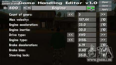 Game Handling Editor v1.0 für GTA San Andreas
