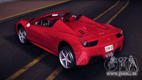 Ferrari 458 Spider (TW Plate) pour GTA Vice City